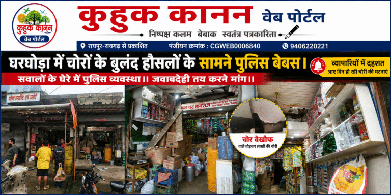 पुलिस सोती रही, चोर मौज करते रहे ! घरघोड़ा में 36 घंटे में चार दुकानों के ताले टूटे, लाखों की चोरी